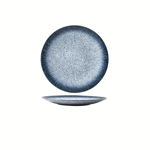 Dinner Plates Set of 2, Porcelain Salad Plates 25cm +20cm, Modern Kitchen Plate, Round Serving Dishes for Steak Salad Pizza, Microwave and Dishwasher Safe, Scratch Resistant, 8+10 Inch, Blue