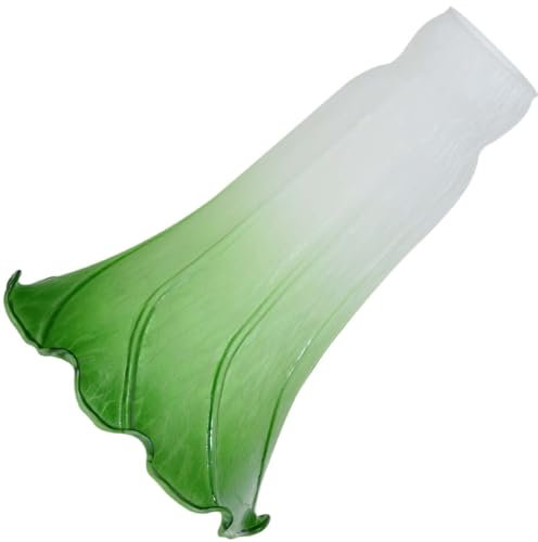 Bieye LS05 Lily Flower Lampenschirm aus geblasenem Glas, Ersatz (Weiß Grün, Innendurchmesser 32 mm x Außendurchmesser 38.1 mm)