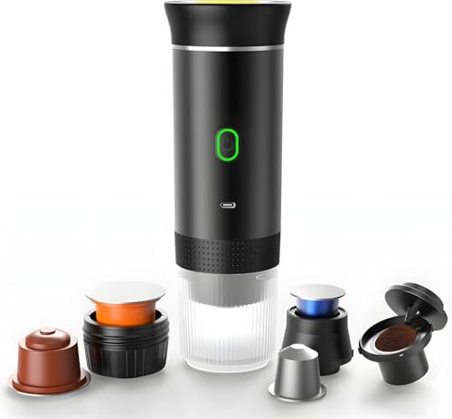 SOUTH AREA Cafetera Portátil 3 en 1 Compatible con Cápsulas Originales Ness-preso, Dolce-Gusto y Café Molido – Mini Máquina de Café Eléctrica con Calienta Agua –Capsulas Grande y Pequeña