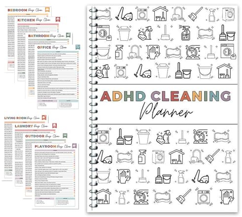 Household Cleaning Planner with Checklist - Editable Daily Weekly Monthly Chore Chart Notebook for Home, Family Tasks & DIY Home Improvement