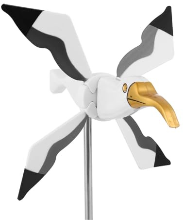 DUZEPA Moulin à vent d'extérieur, oiseau, mouette volante, ornement de jardin, série Asuka, moulin à vent pour décoration de jardin