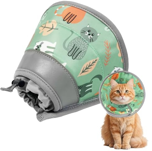 Soodyoow Halskedja katt, justerbart halsband katthalsband, anti-bett säkerhetskrage, krage mjuk krage för katter, valpar och små hundar (grön, L)