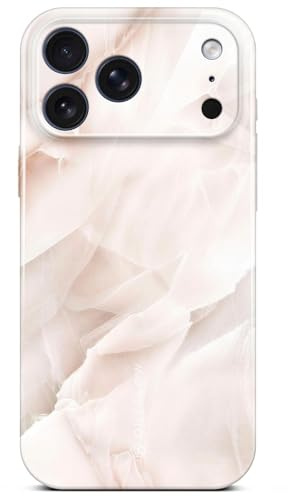 ONEFLOW Bliss Cover für iPhone 17 Pro Max Hülle in Marmor Optik, Designer Case Handy Schutzhülle mit Kameraschutz, Muster Hardcase Glitzer Handyhülle marmoriert, Creme Rosa