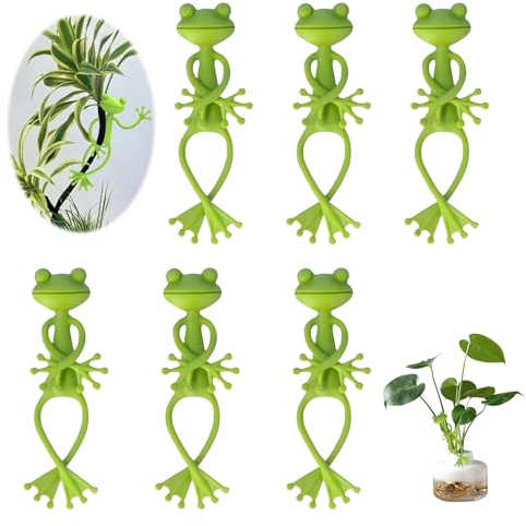 Lot de 6 supports de plantes en forme de grenouille - Réutilisables - Pour plantes grimpantes - Décoration en pot - Statues d'animaux