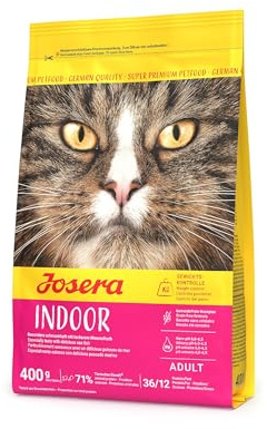 JOSERA Indoor Cat (400g) | Katzenfutter trocken mit Geflügel | Adult | Premium Trockenfutter für ausgewachsene sterilisierte Katzen | getreidefrei | moderater Fettgehalt zur Gewichtkontrolle