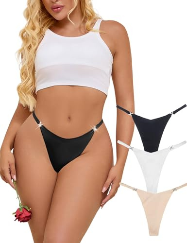 comeondear String Femme Sexy Chic Bikini Mini G-String Ficelle Lot 3,S