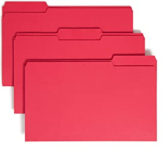 Smead Colored File Folder, 1/3-Cut Tab, Legal Size, Red, 100 per Box (17743)