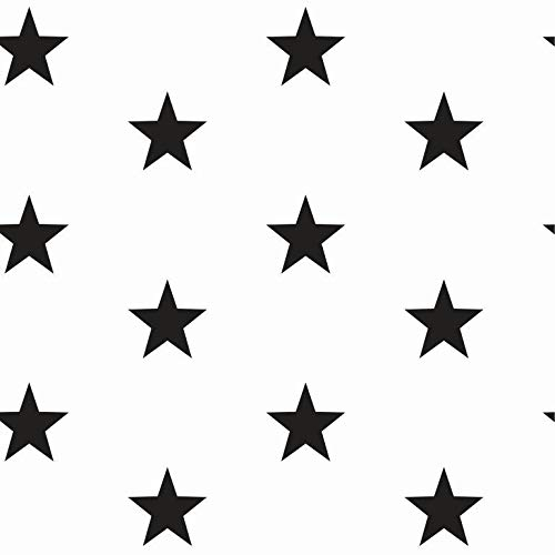 babrause® Baumwollstoff Sterne Weiß Schwarz Webware Meterware Popeline OEKOTEX 150cm breit - Ab 0,5 Meter