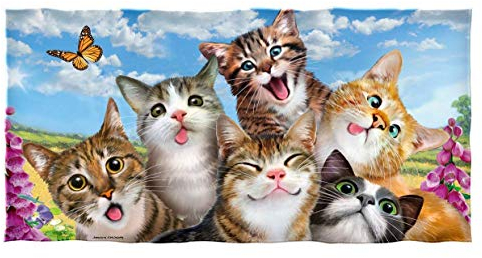 YISUMEI - Badetuch - Katzen Selfie - 70 cm x 140 cm Strandtuch