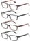 Kerecsen 4-Pack Rectangular Retro Style Men Reading Glasses Spring Hinges Comfortable Readers (+1.50, 2 Black 2 Tortoise)