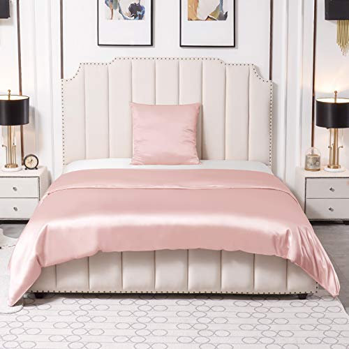 THXSILK 25 Momme Seidenbettwäsche Set 2 teilig, Bettbezug 135 x 200 cm und 80 x 80 cm Kissenbezüge, Hypoallergen Maulbeerseide Bettwäsche Set, Ultra Weich und Glatt, Bezauberndes Rosa