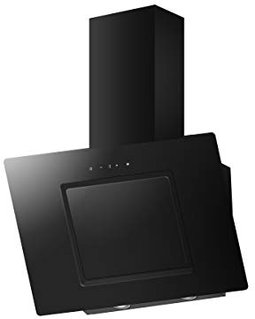 PKM Schräghaube S26-60BBTY | Dunstabzugshaube | Wandhaube | Abluft | Umluft | Schwarzes Glas | Touch Control | 60cm