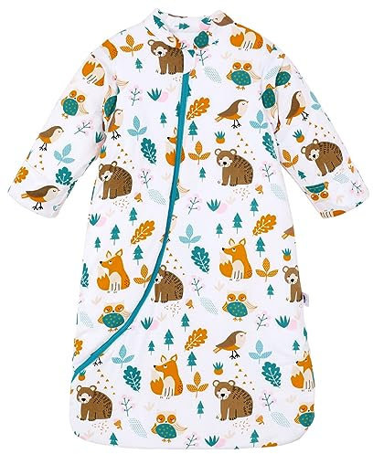Chilsuessy Baby Schlafsack Winter, Abnehmbare Ärmel, warm gefüttert 3.5 Tog Winter Schlafsäcke Jungen Mädchen Schlafsack für Kleinkinder von 6 Monaten bis 6 Jahre, Wald Tiere, L (90-105 cm)