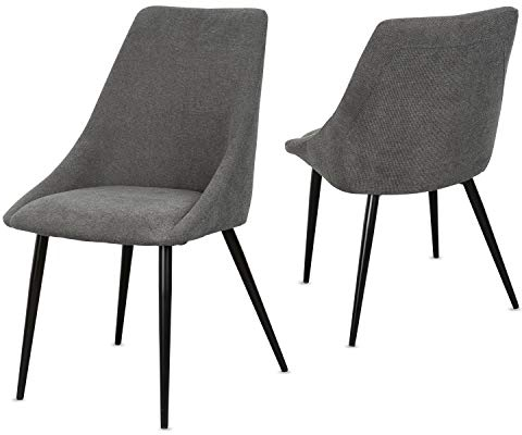 Staboos CH80 Esszimmerstuhle 4er Set Polsterstuhl bis 150 kg - Strapazierbarer Stoff Sessel - Polsterstuhl (Dunklegrau)