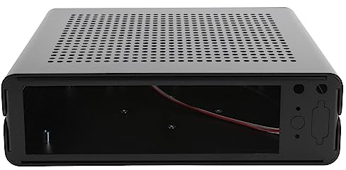 HTPC-Gehäuse DIY-Computergehäuse, Vollaluminium-DC-ATX-Netzteil Mini-ITX-Gehäuse für Desktop-Computer(Schwarz & USB2.0)