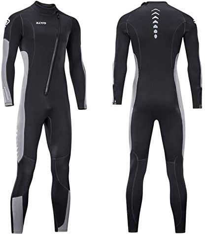 ZCCO Nassanzug Herren Frauen 3mm Neopren Frontverschluss für Tauchen Schnorcheln,chwimmen,Surfen Kaltes Wasser (Schwarz+Grau, M)