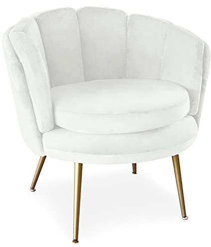 Menzzo Fauteuil Arrondi Brenda Velours Blanc