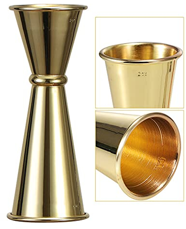 1 Pack Double Cocktail Jigger,Angzhili Stainless Steel Bar Jiggers with Measures, 2 oz/1 oz Jigger for Bartending,Bar Tools Used for Bar,Home Party,Bar Measuring Jigger (Gold)