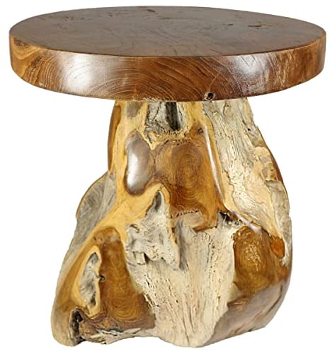 Oriental Galerie Wurzelhocker 40 cm Blumenhocker Rundhocker Teakholzhocker Holzhocker Kunst Holz Teakholz Natur Hocker Unikat