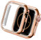 Yolovie Custodia Bling compatibile con Apple Watch serie 9, 8, 7, 41 mm, con strass e strass, cornice protettiva rigida in policarbonato per iWatch, 41 mm, oro rosa