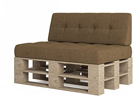 chilly pilley Palettenkissen Palettenauflage Schräg Geschnitten Gesteppt Palettenpolster Gartenkissen Garten Kissen Indoor Outdoorkissen Farben und Größen (Braun, 2er Set)