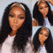 Rebasar Perruque Bandeau Cheveux Humain Deep Wave Perruque Femme Naturelle Brésilien 16 Pouces(40cm) 150% Densité Perruque Bresilienne Bouclée Non Lace Curly Headband Wig Noire Naturelle