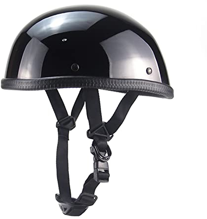 Woljay Motorcycle Half Helmet Beanie Cruising Skull Cap Small Helmets for Motorbike Scooter Chopper Moped Scooters Electric (Gloss Black,Small)