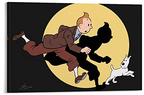 NA Leinwandbild Tintin's Adventures Poster, dekoratives Gemälde, Wohnzimmer, Gemälde 60X90cm Kein Rahmen