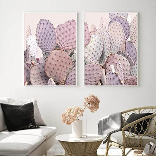 Dekorative Drucke auf Leinwand Rosa Kaktus Bild für Wohnzimmer Dekor Poster und Drucke Wandkunst Leinwand Malerei nordische Moderne Wandbilder-30x40cm