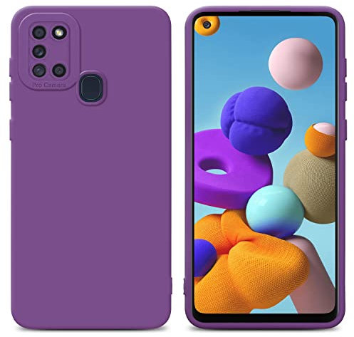 Cadorabo Hülle kompatibel mit Samsung Galaxy A21s Schutzhülle TPU Silikon Case Liquid Design mit Kameraschutz Slim Kratzfest Weiche Gummi mit Rundumschutz Case Hülle für Galaxy A21s in Lila