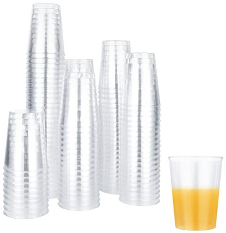 JMIATRY 120 Pcs Clear Plastic Cups, 300ml Reusable Plastic Glasses, Shatterproof Plastic Cocktail Glasses Plastic Tumblers for Cocktail Champagne Beer Martini Soda Dessert