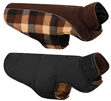CITÉTOILE Warme Hundemantel Winter mit Bauchschutz Braun XL | Wendbare Hundejacke mit Geschirrloch, Winterhundekleidung für kleine mittlere Große Hunde, Ideal für Spaziergänge & Wandern