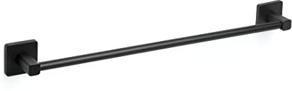 TATAY Grand Porte-Serviette de Salle de Bain, Accessoires de Salle de Bain Nero, Acier Inoxydable et Zamak, Double Système de Fixation avec Vis et Adhesif, Porte-Serviettes Noir. 6 x 6,5 x 60 cm