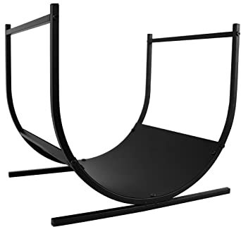 XMTECH Kaminholzregal Metall, Brennholzregal Holzlager Kaminholz Innen, Kaminholz Aufbewahrung Regal Feuerholzregal U-förm Schwarz, für Innen und Außenbereiche, 44.5 x 40 x 37.5 cm