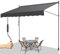 Gimisgu Klemmmarkise Balkon, 300x120cm Markise Einziehbar Manuell, Höhenverstellbar Markise mit Handkurbel, UV-beständig, Sonnenschutz Wasserdicht, Einfache Montage ohne Bohren, Grau
