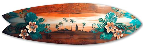 DECLINA, Surfbrett, dekorativ, Wanddekoration, Druck auf Aluminium, dekoratives Brett, Motiv: Die Seele des Surfens, 100 x 30 cm