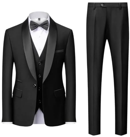 Pegsmio (Jacken + Weste + Hosen) Herren Frühling Business Blazer Baumwolle Dreiteiliger Anzug Smoking Bräutigam Kleid