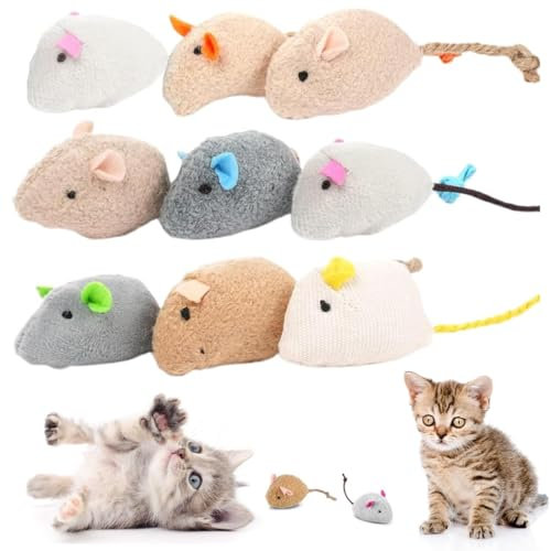 YHIJSR 9 Pièces Catnip Jouets Souris Jouet Interactif à l'herbe à Chat Souris en Peluche Jouet à Mâcher à l'herbe à Chat