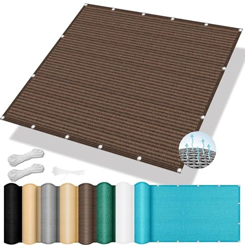 Tenda a Vela Traspirante Rettangolare 360 x 550 cm, Hdpe,90% Protezione Solare, Anti-Età, Vela Ombreggiante Tenda Parasole, Traspirante Tenda a Vela, per Giardino, Pergola, Marrone