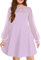 Arshiner Abito per Ragazze Festa Estiva Elegante a Maniche Lunghe Abito da Principessa Abiti a Rete Bambini al Ginocchio Viola 160