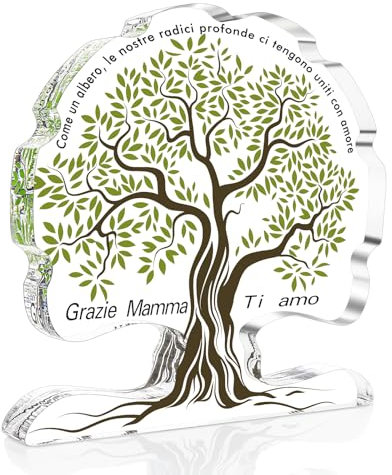 ZEEYUAN Regali per la Mamma Decorazioni per albero in Acrilico Mamma ti amo Regali di compleanno per la mamma Regalo di Natale per la Mamma