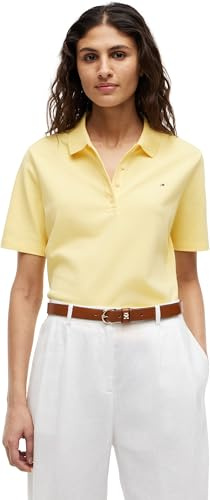 Tommy Hilfiger Damen Poloshirt Kurzarm Regular Fit, Gelb (Citronella), L