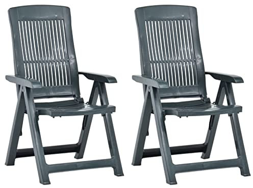 Bulliing Verstellbare Gartenstühle 2 STK. Kunststoff Grün Gartenstuhl Klappbar BalkonmöBel Set Garten StüHle Stapelstuhl Garten 48767