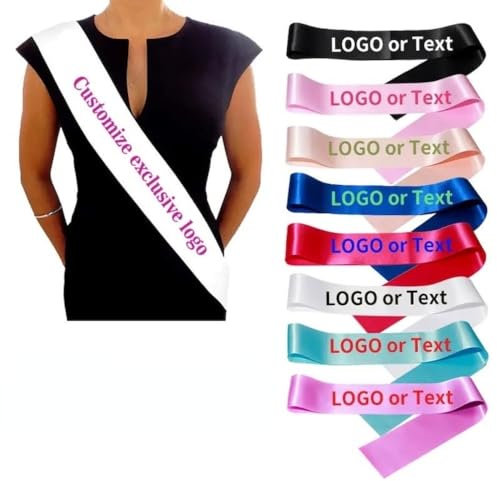 WOMB Individuelle Schärpe, personalisiertes Band, Abschlussschärpe, personalisierbar, personalisierter Text, Satin-Schärpe, Geburtstagsschärpe, Junggesellinnenabschied, Schärpe für zukünftige Braut