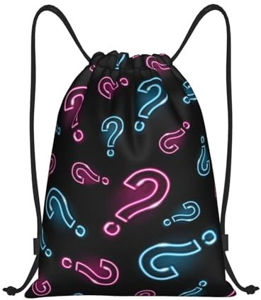 YWSOTRE Neon Fragezeichen nahtlos, Kordelzug Sackpack Unisex String Bag Sport Gym Bag Casual Daypack Kordelzug Rucksack