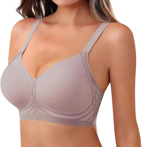 As Fairy Wireless Bra for Women Push Up Full Coverage Seamless Soft Bras with Support Regular and Plus Size (Coffee,L)