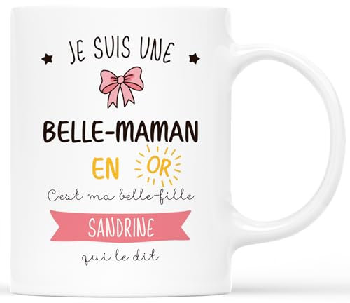 𝗖𝗔𝗗𝗘𝗔𝗨 𝗣𝗟𝗨𝗦 Mug Personnalisé Prénom - Je Suis Une Belle-maman En Or - Cadeau Belle Mere, Belle Maman Cadeaux, Cadeau Fete Des Belle Meres, Mug Belle Maman, Tasse Belle Maman