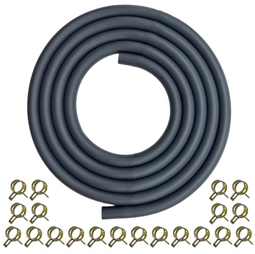 YGQ 6mm(1/4) ID Fuel Line Hose 2.4 Meters(8 Feet) Gas Tube for Kawasaki Kohler Briggs & Stratton Small Gas Diesel Powersports Engines and Generators with 20 Clamps Rubber Black