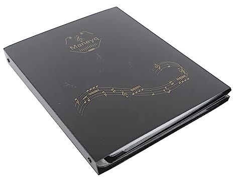 Notenmappe, 4 Seiten, Erweiterter Ordner für Klaviernoten, 12 Herausnehmbare Innenseiten Im A4-Format, Schwarze Doppelseitig Beschreibbare Chormappe, Wasserfeste Hülle