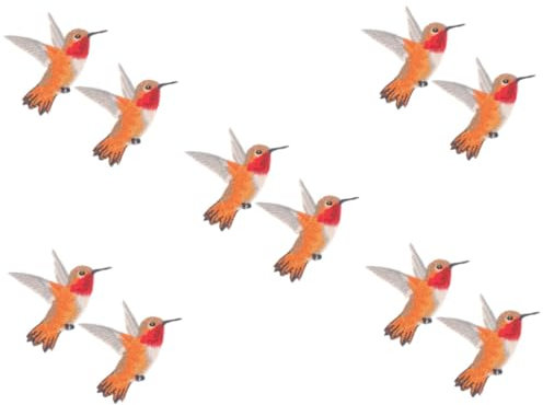 NUOBESTY 5 Sätze -patch Flicken Für Kleidung Gestickte Aufnäher Tasche Bestickte Applikation Vogel Patch Zum Aufnähen Bügeln Flicken Aufnähen Bausatz Hose Polyesterfaden 2 Stück * 5